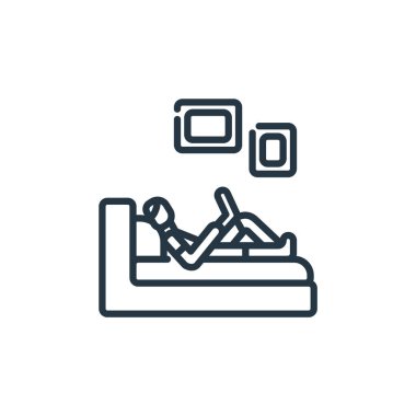 Çalışan vektör simgesi. Düzenlenebilir felç. Web ve mobil uygulamalarda, logoda ve yazılı medyada kullanım için doğrusal simge çalışıyor. İnce çizgili çizim. Vektör izole çizimi.