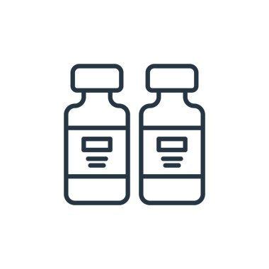 Şişe vektör simgesi. Şişelenebilir felç. İnternet ve mobil uygulamalarda, logoda ve yazılı medyada kullanılmak üzere doğrusal şişe sembolü. İnce çizgili çizim. Vektör izole çizimi.