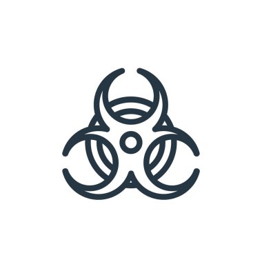 Radyasyon vektör simgesi. Radyasyon yenilebilir felç. Web ve mobil uygulamalarda, logoda ve yazılı medyada kullanım için radyasyon doğrusal sembolü. İnce çizgili çizim. Vektör izole çizimi.