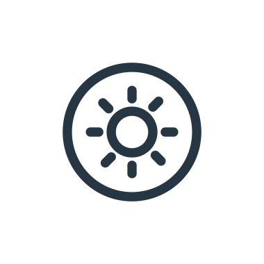 parlaklık vektör simgesi. Parlaklık düzeltilebilir felç. Web ve mobil uygulamalarda kullanmak için parlaklık doğrusal sembolü, logo, yazdırma ortamı. İnce çizgili çizim. Vektör izole çizimi.