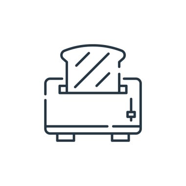 Tost makinesi vektör simgesi. Düzenlenebilir tost makinesi vuruşu. Web ve mobil uygulamalarda kullanmak için tost makinesi lineer sembolü, logo, yazdırma medyası. İnce çizgili çizim. Vektör izole çizimi.