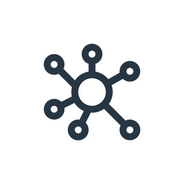 Virüs vektör simgesi. Virüs yayılabilir felç. İnternet ve mobil uygulamalarda, logoda ve yazılı medyada kullanılmak üzere virüs doğrusal sembolü. İnce çizgili çizim. Vektör izole çizimi.