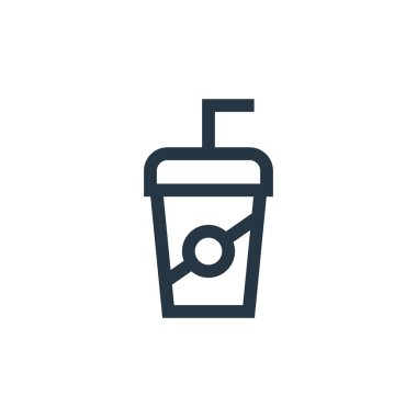 Soda vektör simgesi. Kurgulanabilir soda vuruşu. Web ve mobil uygulamalarda kullanmak için soda lineer sembolü, logo, yazdırma medyası. İnce çizgili çizim. Vektör izole çizimi.