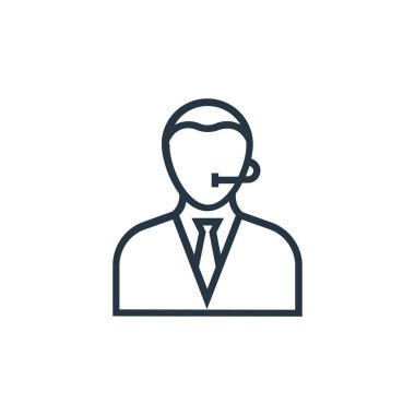 Merkez ajan vektör simgesini ara. Merkezi ara, düzenlenebilir felç. Web ve mobil uygulamalarda kullanmak için çağrı merkezi ajan doğrusal sembolü, logo, yazdırma ortamı. İnce çizgili çizim. Vektör izole çizimi.