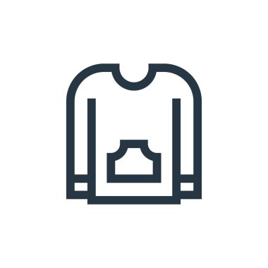 Kazak vektör simgesi. Kurgulanabilir süveter. Web ve mobil uygulamalarda kullanmak için süveter lineer sembolü, logo, yazdırma medyası. İnce çizgili çizim. Vektör izole çizimi.