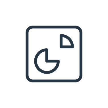 Pasta grafik vektör simgesi. Pasta grafiği düzeltilebilir felç. Web ve mobil uygulamalarda, logoda, yazıcı ortamında kullanmak için doğrusal turta grafiği sembolü. İnce çizgili çizim. Vektör izole çizimi.