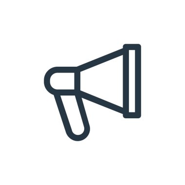 megafon vektör simgesi. Megafon düzenlenebilir vuruş. Web ve mobil uygulamalarda kullanmak için megafon doğrusal sembolü, logo, yazdırma medyası. İnce çizgili çizim. Vektör izole çizimi.