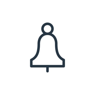 Çan vektör simgesi. Kurgulanabilir çan felci. Çan doğrusal sembolü web ve mobil uygulamalarda, logoda, yazdırma ortamında kullanılır. İnce çizgili çizim. Vektör izole çizimi.