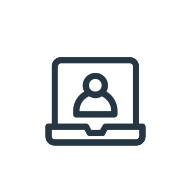 Video çağrı vektör simgesi. Görüntü düzenlenebilir felç. Web ve mobil uygulamalar, logo ve yazdırma ortamlarında kullanılacak doğrusal video çağrısı sembolü. İnce çizgili çizim. Vektör izole çizimi.