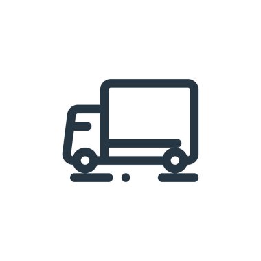 Kamyon vektör simgesi. kamyon inme inmesi. kamyon lineer sembolü web ve mobil uygulamalar, logo, yazdırma medyası için. İnce çizgili çizim. Vektör izole çizimi.