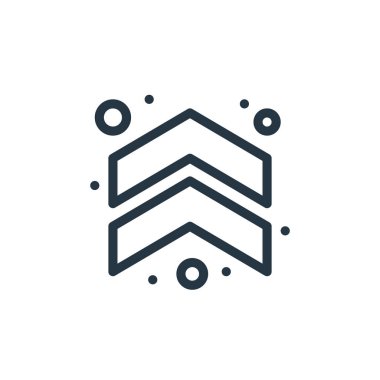 Şevron vektör simgesini kaldırın. Şevron yenilebilir vuruşu. İnternet ve mobil uygulamalarda, logoda ve yazılı medyada kullanılacak sembolü yükselt. İnce çizgili çizim. Vektör izole çizimi.