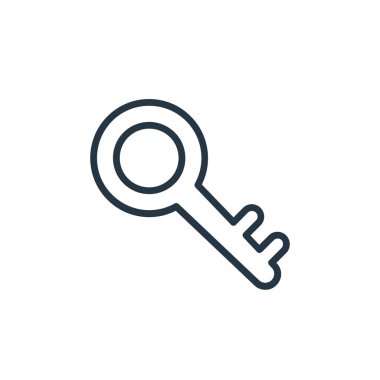 anahtar vektör simgesi. anahtar değiştirilebilir vuruş. Web ve mobil uygulamalarda kullanmak için anahtar doğrusal sembol, logo, yazdırma ortamı. İnce çizgili çizim. Vektör izole çizimi.