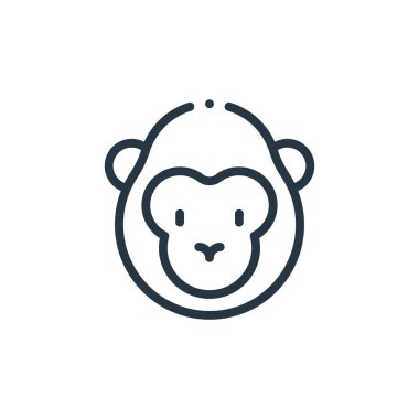 Goril vektör simgesi. Kurgulanabilir goril felci. İnternet ve mobil uygulamalarda kullanmak için goril doğrusal sembolü, logo, yazdırma medyası. İnce çizgili çizim. Vektör izole çizimi.