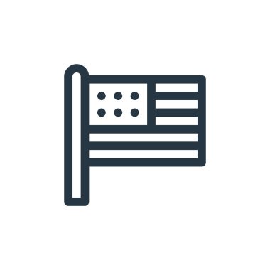 ABD vektör simgesi. Kurgulanabilir kalp krizi. ABD web ve mobil uygulamalarda, logoda ve yazılı medyada kullanım için doğrusal sembol. İnce çizgili çizim. Vektör izole çizimi.