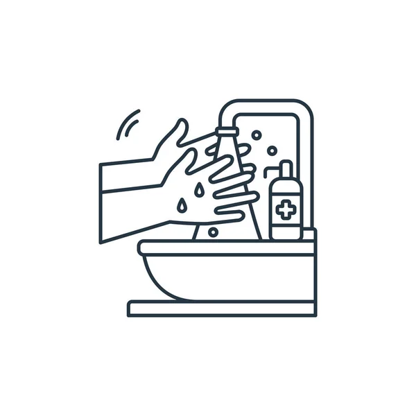 手洗いベクトルアイコン 手洗浄編集可能なストローク Webやモバイルアプリ 印刷メディアで使用するための手洗浄リニアシンボル 細い線のイラスト ベクトル絶縁外形図面 — ストックベクタ