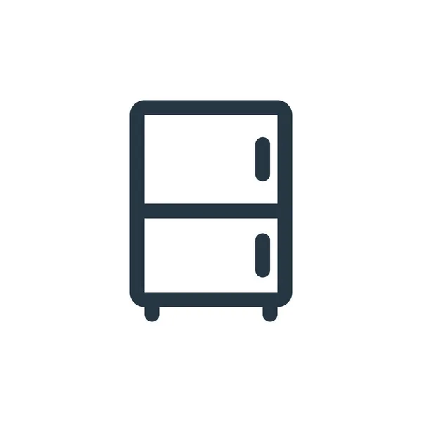 冷蔵庫のアイコン 冷蔵庫編集可能ストローク ウェブやモバイルアプリ 印刷メディアで使用するための冷蔵庫のリニアシンボル 細い線のイラスト ベクトル絶縁外形図面 — ストックベクタ