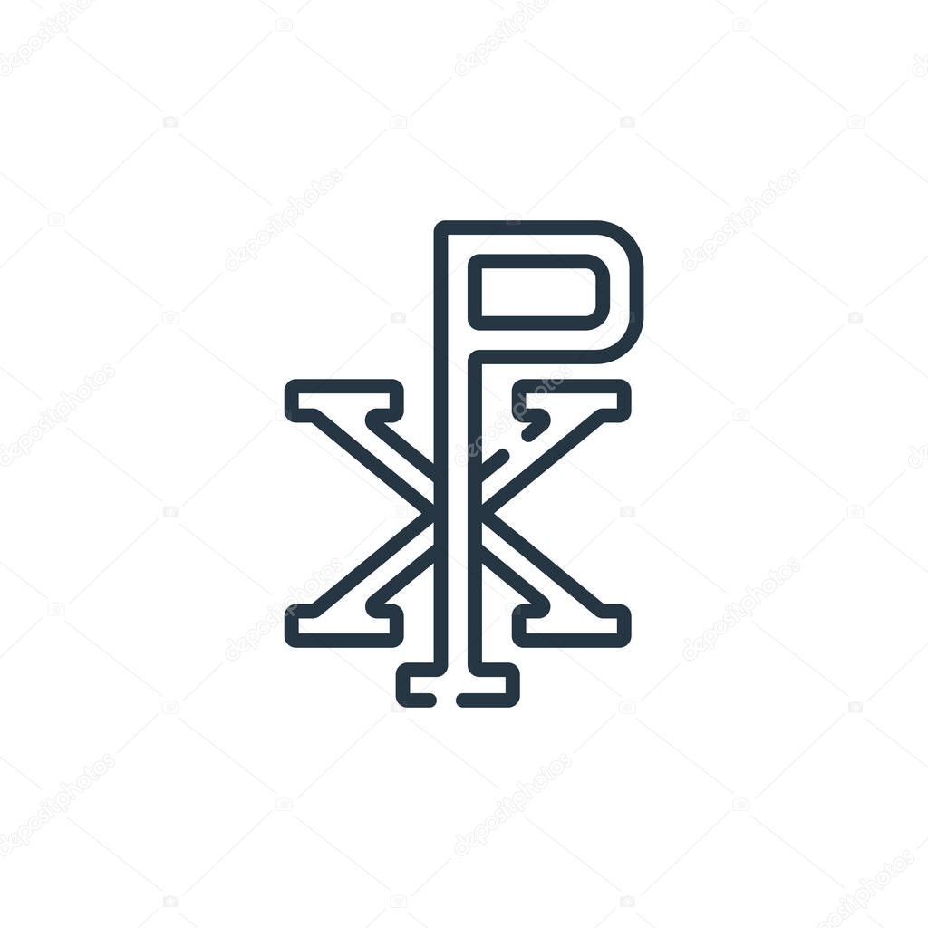 chi rho vector icon. chi rho editable stroke. chi rho linear symbol for use on web and mobile apps, logo, print media. Thin line illustration. Vector isolated outline drawing.