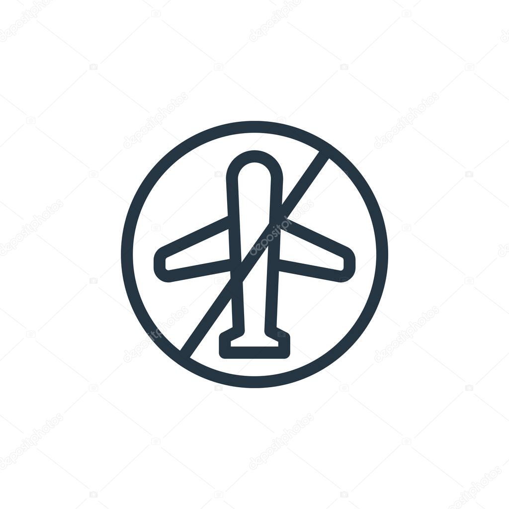 no flight vector icon. no flight editable stroke. no flight linear symbol for use on web and mobile apps, logo, print media. Thin line illustration. Vector isolated outline drawing.