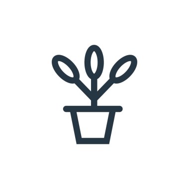 bitki saksı vektör simgesi. Kurgulanabilir bitki felci. Web ve mobil uygulamalarda kullanmak için ot doğrusal sembolü yerleştir, logo, yazdırma ortamı. İnce çizgili çizim. Vektör izole çizimi.