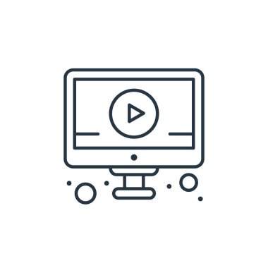 çevrimiçi öğrenme vektör simgesi. Çevrimiçi öğrenilebilir felç. İnternet ve mobil uygulamalarda kullanmak için çevrimiçi öğrenme lineer sembolü, logo, yazdırma medyası. İnce çizgili çizim. Vektör izole çizimi.