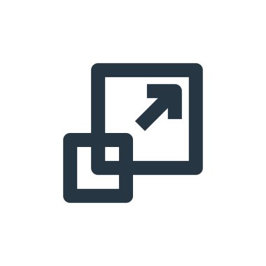 Vektör simgesini yeniden boyutlandır. Düzenlenebilir felci yeniden boyutlandır. Web ve mobil uygulamalarda kullanmak için doğrusal sembolü yeniden boyutlandır, logo, yazdırma ortamı. İnce çizgili çizim. Vektör izole çizimi.