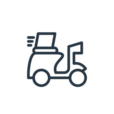 Scooter vektör simgesi. Scooter yenilebilir felç. Mobilet lineer sembolü web ve mobil uygulamalarda, logoda, yazdırma ortamında kullanılır. İnce çizgili çizim. Vektör izole çizimi.