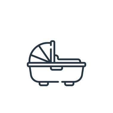 Carrycot vektör simgesi. Carrycot düzenlenebilir felç. Carrycot lineer sembolü web ve mobil uygulamalar, logo, yazdırma medyası için. İnce çizgili çizim. Vektör izole çizimi.