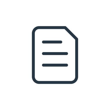 belge vektör simgesi. belgelendirilebilir felç. Web ve mobil uygulamalarda kullanmak için doküman doğrusal sembolü, logo, yazdırma ortamı. İnce çizgili çizim. Vektör izole çizimi.