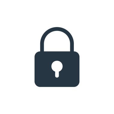 Asma kilit vektör simgesi. Asma kilit değiştirilebilir felç. Web ve mobil uygulamalarda kullanmak için asma kilit lineer sembolü, logo, yazdırma ortamı. İnce çizgili çizim. Vektör izole çizimi.