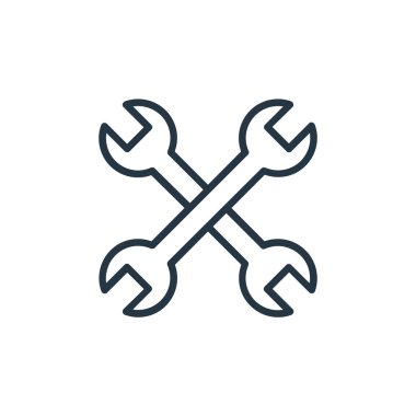 araçlar vektör simgesi. düzenlenebilir vuruş. Web ve mobil uygulamalarda kullanmak için doğrusal simge araçları, logo, yazdırma ortamı. İnce çizgili çizim. Vektör izole çizimi.