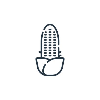 Mısır vektör simgesi. Kurgulanabilir mısır felci. mısır doğrusal sembolü web ve mobil uygulamalarda, logoda, yazdırma ortamında kullanılır. İnce çizgili çizim. Vektör izole çizimi.