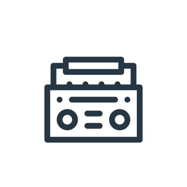 boombox vektör simgesi. Müzik seti düzenlenebilir vuruş. Web ve mobil uygulamalarda, logoda, yazıcı ortamında kullanım için boombox lineer sembolü. İnce çizgili çizim. Vektör izole çizimi.