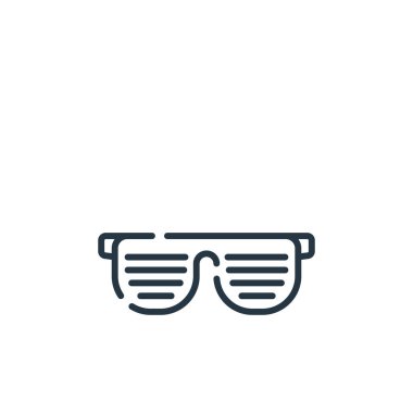 Güneş gözlüğü vektör simgesi. Güneş gözlüğü kullanılabilir felç. Web ve mobil uygulamalarda kullanmak için güneş gözlüğü lineer sembolü, logo, yazdırma medyası. İnce çizgili çizim. Vektör izole çizimi.