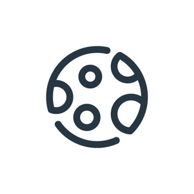 Ay vektör simgesi. Kurgulanabilir ay çarpması. Web ve mobil uygulamalarda, logoda ve yazılı medyada kullanılacak doğrusal ay sembolü. İnce çizgili çizim. Vektör izole çizimi.