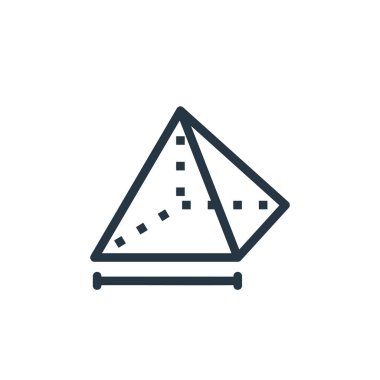 piramit vektör simgesi. düzenlenebilir piramit vuruşu. İnternet ve mobil uygulamalarda, logoda ve yazılı medyada kullanılacak doğrusal piramit sembolü. İnce çizgili çizim. Vektör izole çizimi.