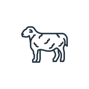 Koyun vektör simgesi. Koyun inme inmesi. Web ve mobil uygulamalarda kullanmak için koyun doğrusal sembolü, logo, yazdırma medyası. İnce çizgili çizim. Vektör izole çizimi.