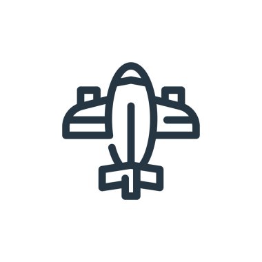 düzlem vektör simgesi. uçak inme inmesi. Web ve mobil uygulamalarda kullanım için düzlemsel sembol, logo, yazdırma ortamı. İnce çizgili çizim. Vektör izole çizimi.