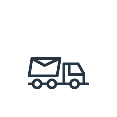 Kamyon vektör simgesi. kamyon inme inmesi. kamyon lineer sembolü web ve mobil uygulamalar, logo, yazdırma medyası için. İnce çizgili çizim. Vektör izole çizimi.