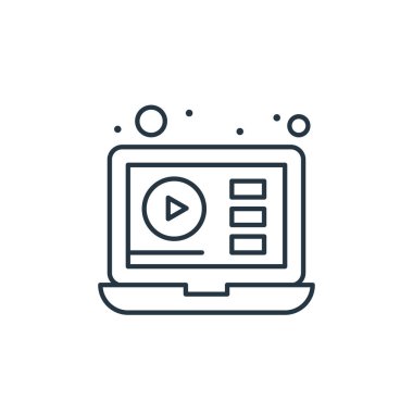 çevrimiçi öğrenme vektör simgesi. Çevrimiçi öğrenilebilir felç. İnternet ve mobil uygulamalarda kullanmak için çevrimiçi öğrenme lineer sembolü, logo, yazdırma medyası. İnce çizgili çizim. Vektör izole çizimi.