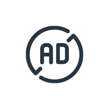 ad engelleyici vektör simgesi. Reklam engelleyici inme. Web ve mobil uygulamalarda, logoda ve yazılı medyada kullanılacak ad engelleyici lineer sembolü. İnce çizgili çizim. Vektör izole çizimi.