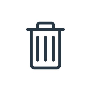 Çöp vektörü simgesi. Düzenlenebilir çöp vuruşu. Web ve mobil uygulamalarda, logoda, yazdırma ortamında kullanmak için çöp doğrusal sembolü. İnce çizgili çizim. Vektör izole çizimi.