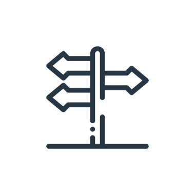 Yönlendirme vektörü simgesi. Yön değiştirilebilir vuruş. Web ve mobil uygulamalarda, logoda, yazdırma ortamında kullanılacak doğrusal sembol. İnce çizgili çizim. Vektör izole çizimi.