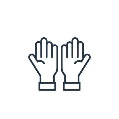 Dua eden vektör simgesi. Düzenlenebilir felç. İnternet ve mobil uygulamalarda, logoda, yazılı medyada kullanılmak üzere doğrusal dua sembolü. İnce çizgili çizim. Vektör izole çizimi.