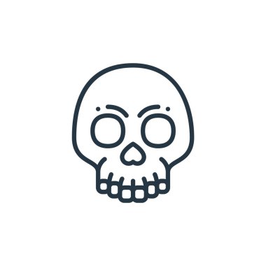 kafatası vektör simgesi. Kuru kafa felci. kafatası lineer sembolü web ve mobil uygulamalarda, logoda, yazdırma ortamında kullanılır. İnce çizgili çizim. Vektör izole çizimi.