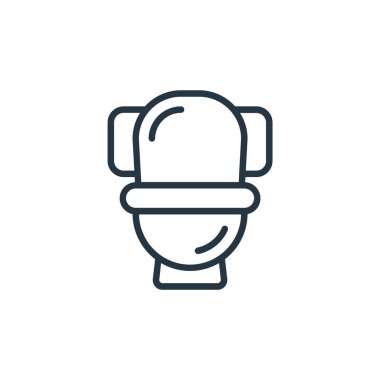 Tuvalet vektörü simgesi. Tuvalet felci. İnternet ve mobil uygulamalarda, logoda ve yazılı medyada kullanım için klozet doğrusal sembolü. İnce çizgili çizim. Vektör izole çizimi.