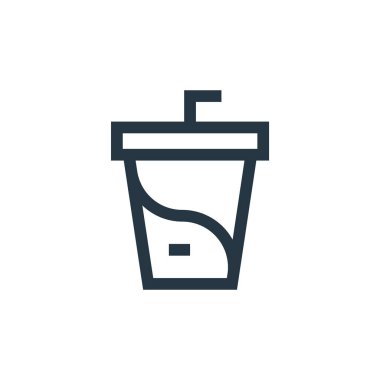 Soda vektör simgesi. Kurgulanabilir soda vuruşu. Web ve mobil uygulamalarda kullanmak için soda lineer sembolü, logo, yazdırma medyası. İnce çizgili çizim. Vektör izole çizimi.