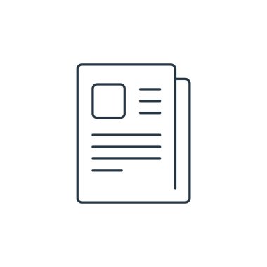 Gazete vektör simgesi. Gazetelerde yayınlanabilir felç. İnternet ve mobil uygulamalarda kullanım için gazete lineer sembolü, logo, yazdırma medyası. İnce çizgili çizim. Vektör izole çizimi.