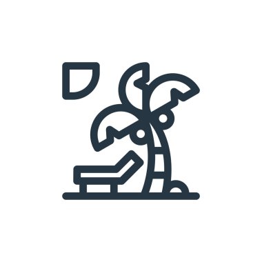 Ada vektör simgesi. ada felci. Ağ ve mobil uygulamalarda, logoda ve yazılı medyada kullanım için adanın doğrusal sembolü. İnce çizgili çizim. Vektör izole çizimi.