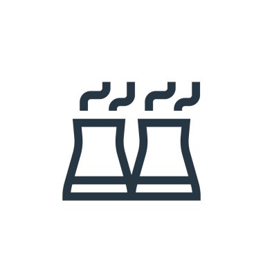 Nükleer santral vektör simgesi. Nükleer santral düzenlenebilir vuruş. Nükleer santral lineer sembolü web ve mobil uygulamalar, logo, yazdırma medyası için. İnce çizgili çizim. Vektör izole çizimi.