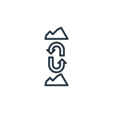 Dağ vektör simgesi. Dağda düzenlenebilir vuruş. Web ve mobil uygulamalarda kullanmak için dağ doğrusal sembolü, logo, yazdırma medyası. İnce çizgili çizim. Vektör izole çizimi.